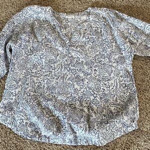 J Jill 100% Linen Floral Top Medium